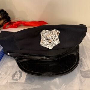 Costume Police Hat black & silver One Size
